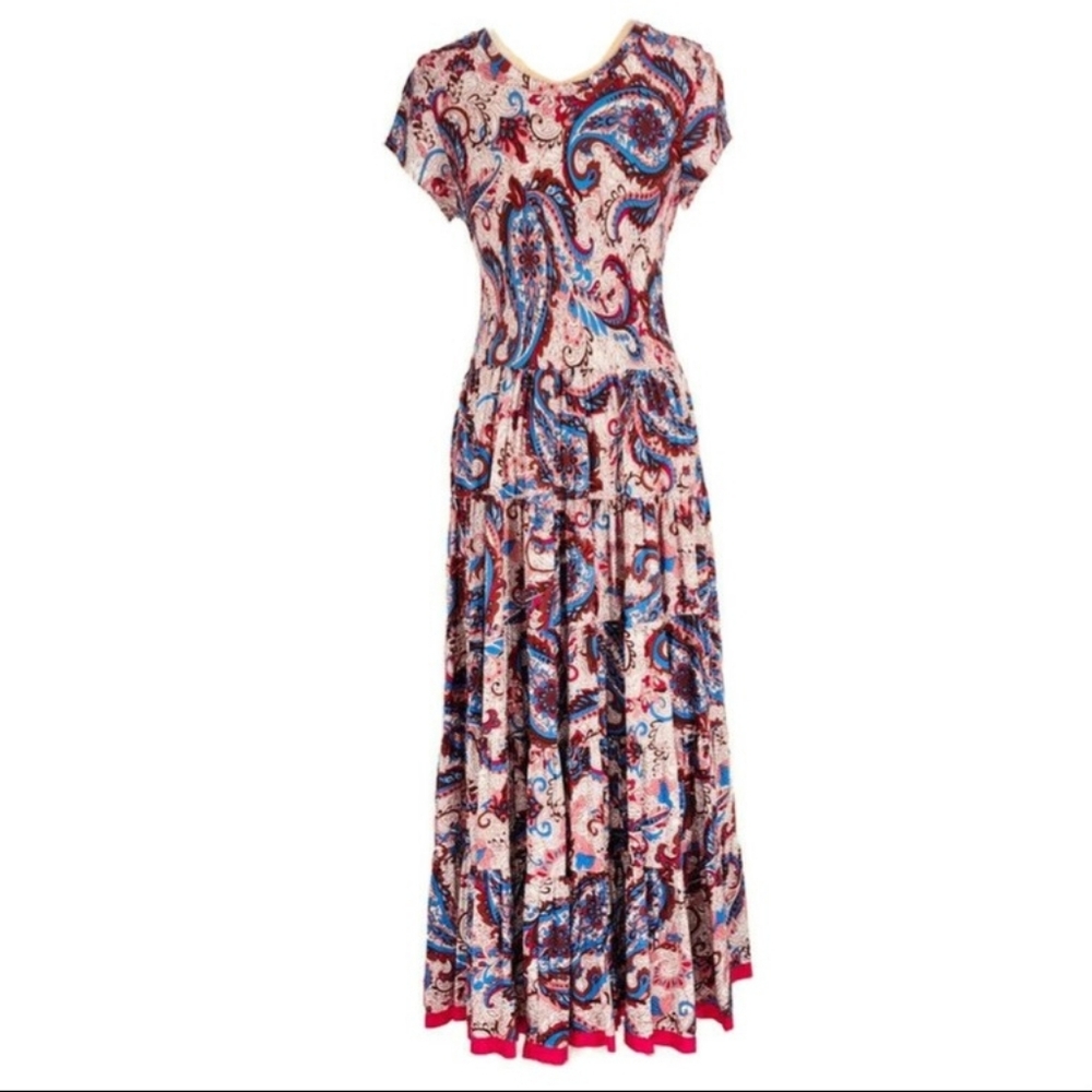 Soft Surroundings Kara Fit & Flare Flowy Pleated Floral Paisley Midi-Maxi Dress - Picture 3 of 16